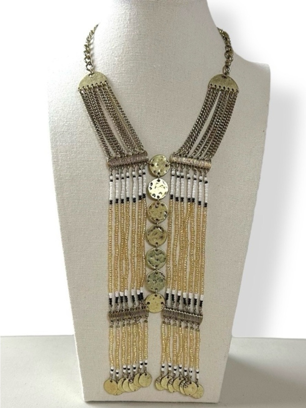 Free People Bohemian Beaded Chunky Dangle Necklace NWT Gypsy Witchy Jingle